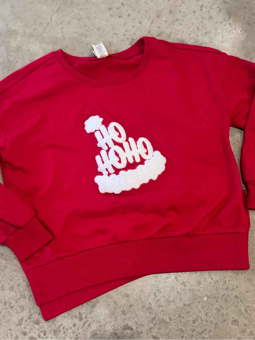 Red Holiday 'Ho Ho Ho' Chenille Sweatshirt